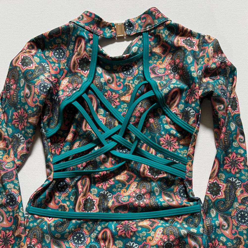 Floral Paisley Kids Dress in Teal and Pink